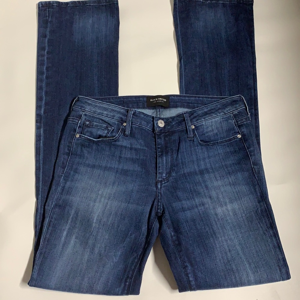 Black Orchid size 28 blue factory distress Jeans